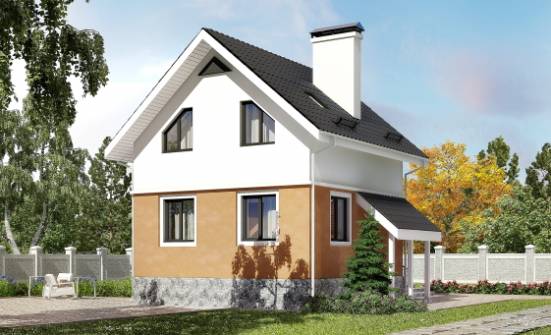 100-005-Л Проект трехэтажного дома с мансардой, уютный коттедж из газосиликатных блоков Ахтубинск | Проекты домов от House Expert
