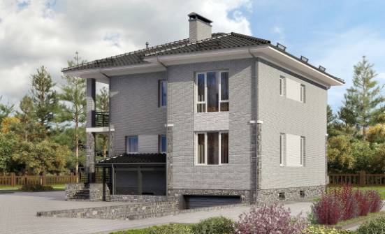 275-004-П Проект трехэтажного дома, гараж, современный загородный дом из кирпича Астрахань | Проекты домов от House Expert