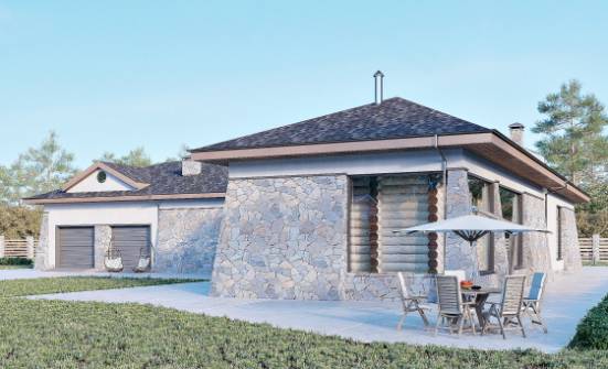 280-004-Л Проект одноэтажного дома и гаражом, большой загородный дом из пеноблока Ахтубинск | Проекты домов от House Expert