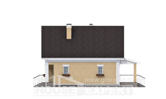 130-004-П Проект двухэтажного дома мансардой, бюджетный коттедж из пеноблока Ахтубинск, House Expert