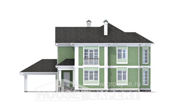 170-001-Л Проект двухэтажного дома и гаражом, классический коттедж из пеноблока, Ахтубинск