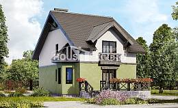 120-003-П Проект двухэтажного дома с мансардой, компактный домик из теплоблока Астрахань, House Expert