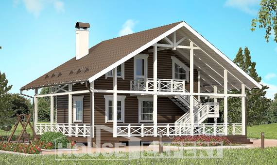 080-001-П Проект двухэтажного дома мансардный этаж, классический загородный дом из дерева, Ахтубинск