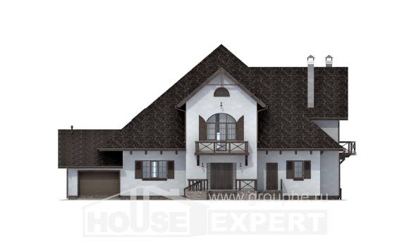 350-001-Л Проект двухэтажного дома с мансардой и гаражом, красивый загородный дом из керамзитобетонных блоков, House Expert