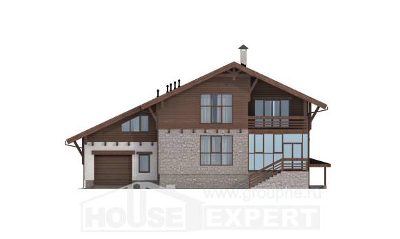 420-001-П Проект трехэтажного дома с мансардой, гараж, просторный дом из кирпича, Ахтубинск
