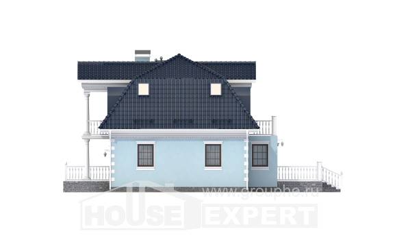 210-004-Л Проект двухэтажного дома мансардный этаж, средний коттедж из пеноблока, House Expert