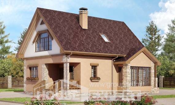 140-002-П Проект двухэтажного дома с мансардным этажом, красивый дом из газосиликатных блоков, Ахтубинск