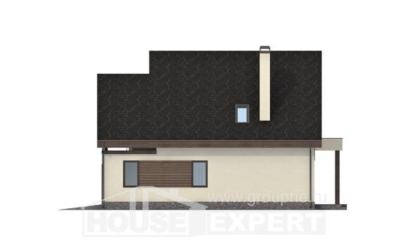 120-005-Л Проект двухэтажного дома с мансардным этажом и гаражом, скромный загородный дом из пеноблока, Астрахань