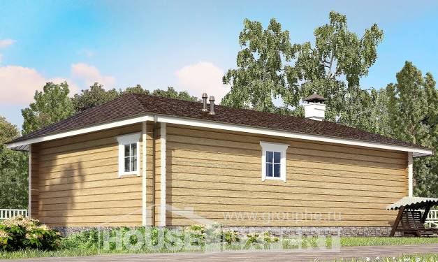 095-001-Л Проект одноэтажного дома, скромный дом из бревен, Ахтубинск