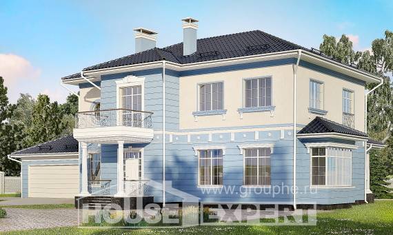 285-003-Л Проект двухэтажного дома, гараж, большой коттедж из кирпича, Ахтубинск