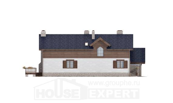 240-002-Л Проект двухэтажного дома мансардой и гаражом, просторный дом из теплоблока, House Expert