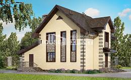 160-004-П Проект двухэтажного дома с мансардой и гаражом, недорогой домик из газобетона, House Expert