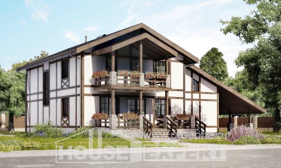 250-002-Л Проект двухэтажного дома с мансардным этажом и гаражом, простой загородный дом из кирпича Астрахань, House Expert