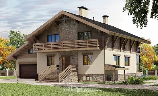 420-001-Л Проект трехэтажного дома с мансардным этажом и гаражом, большой дом из кирпича Астрахань | Проекты домов от House Expert