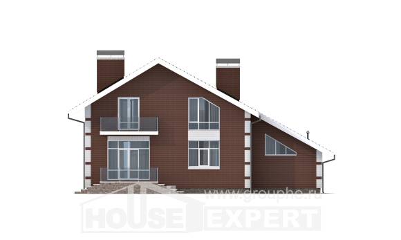 180-001-Л Проект двухэтажного дома с мансардным этажом, гараж, красивый коттедж из газобетона, Астрахань
