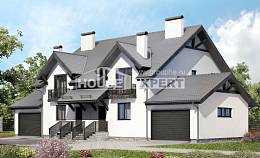 290-003-П Проект двухэтажного дома с мансардой и гаражом, огромный домик из бризолита, Астрахань