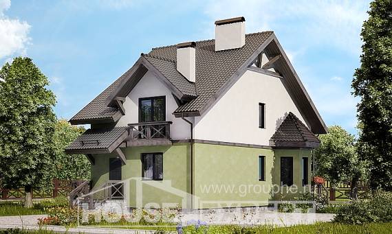 120-003-П Проект двухэтажного дома с мансардным этажом, красивый домик из газобетона Астрахань, House Expert