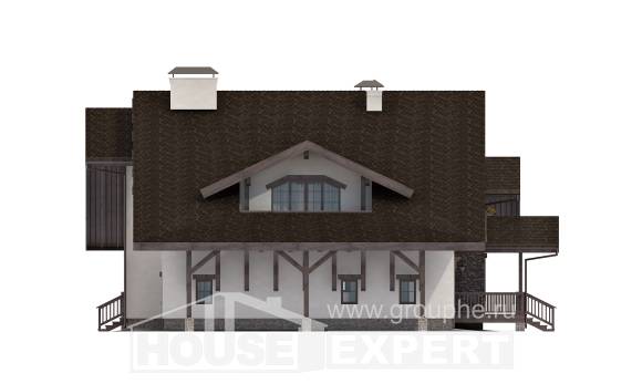 320-001-П Проект двухэтажного дома с мансардой, гараж, большой домик из кирпича, Ахтубинск