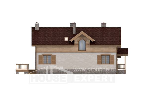 165-002-П Проект двухэтажного дома с мансардой, гараж, бюджетный загородный дом из теплоблока Астрахань, House Expert