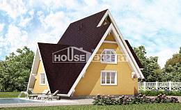 155-008-П Проект двухэтажного дома мансардный этаж, уютный загородный дом из бревен, Ахтубинск