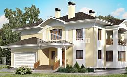 375-002-Л Проект двухэтажного дома и гаражом, классический коттедж из кирпича, Астрахань