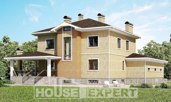 350-002-Л Проект трехэтажного дома и гаражом, современный коттедж из кирпича, House Expert