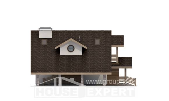155-010-Л Проект двухэтажного дома с мансардой, гараж, бюджетный дом из теплоблока, Астрахань