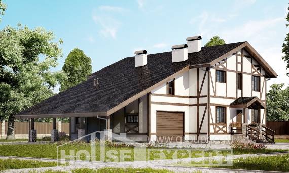 250-002-Л Проект двухэтажного дома мансардный этаж, гараж, красивый дом из кирпича Ахтубинск, House Expert