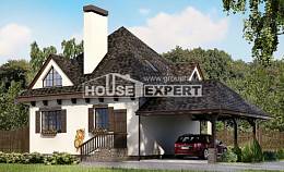 110-002-Л Проект двухэтажного дома мансардой, гараж, бюджетный загородный дом из газобетона Астрахань, House Expert