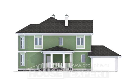 170-001-Л Проект двухэтажного дома и гаражом, бюджетный дом из твинблока, Астрахань