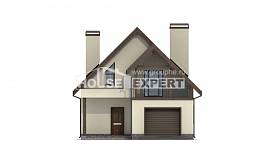 120-005-Л Проект двухэтажного дома с мансардой, гараж, бюджетный домик из газобетона Астрахань, House Expert