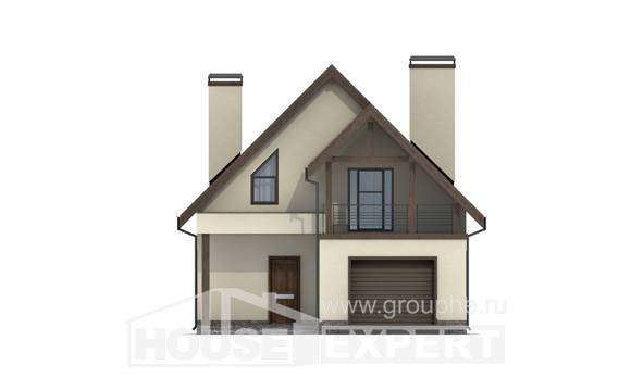 120-005-Л Проект двухэтажного дома с мансардой, гараж, бюджетный домик из газобетона Астрахань, House Expert