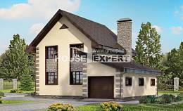 160-004-П Проект двухэтажного дома с мансардным этажом, гараж, простой коттедж из газосиликатных блоков, House Expert