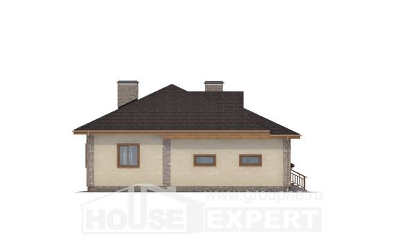 130-006-Л Проект одноэтажного дома и гаражом, простой дом из теплоблока, Астрахань