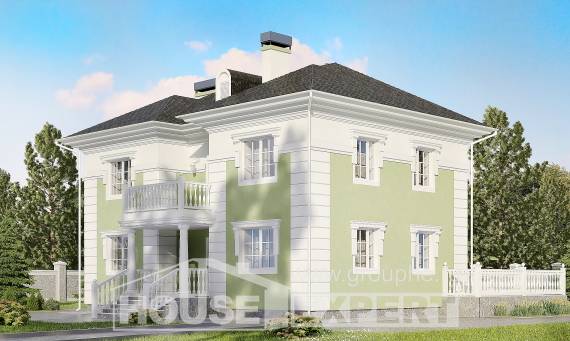 155-005-П Проект двухэтажного дома, классический коттедж из теплоблока, Ахтубинск