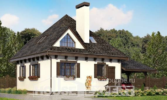 110-002-Л Проект двухэтажного дома мансардный этаж и гаражом, небольшой коттедж из поризованных блоков Ахтубинск, House Expert