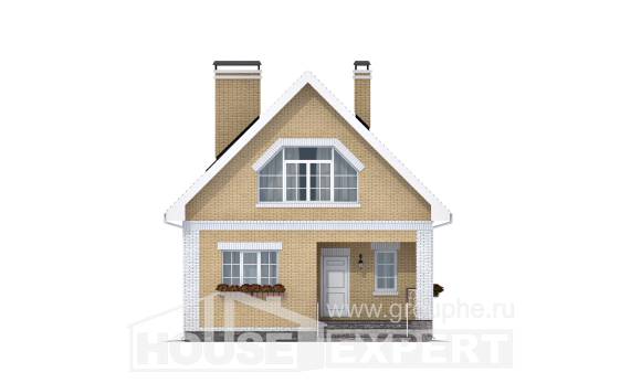 130-004-П Проект двухэтажного дома мансардой, современный коттедж из пеноблока Астрахань, House Expert