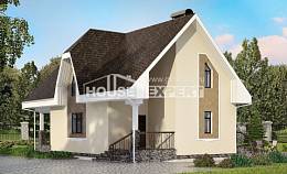 125-001-Л Проект двухэтажного дома с мансардой, простой коттедж из теплоблока Ахтубинск, House Expert