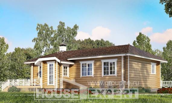 095-001-Л Проект одноэтажного дома, доступный коттедж из дерева, Ахтубинск
