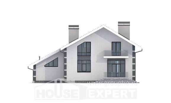 180-001-П Проект двухэтажного дома мансардой и гаражом, недорогой дом из теплоблока, Ахтубинск
