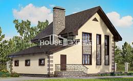 160-004-П Проект двухэтажного дома с мансардой и гаражом, компактный коттедж из блока, House Expert