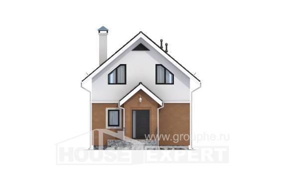 070-001-Л Проект двухэтажного дома с мансардным этажом, дешевый домик из теплоблока, Ахтубинск