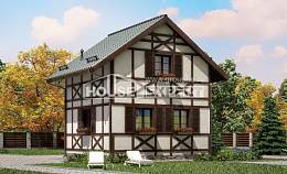 060-002-П Проект двухэтажного дома мансардный этаж, маленький домик из бревен, Астрахань