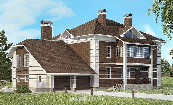 505-002-Л Проект трехэтажного дома и гаражом, красивый загородный дом из кирпича, Астрахань