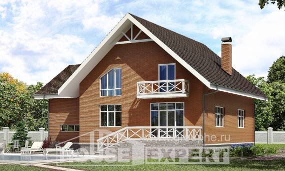 215-001-П Проект двухэтажного дома с мансардным этажом, гараж, просторный дом из твинблока, Ахтубинск