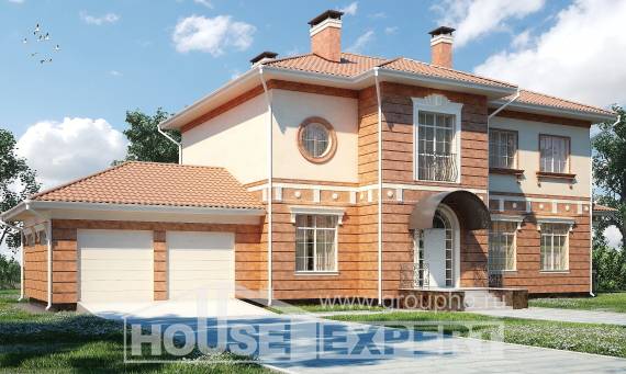 285-001-Л Проект двухэтажного дома, гараж, современный домик из кирпича, Астрахань