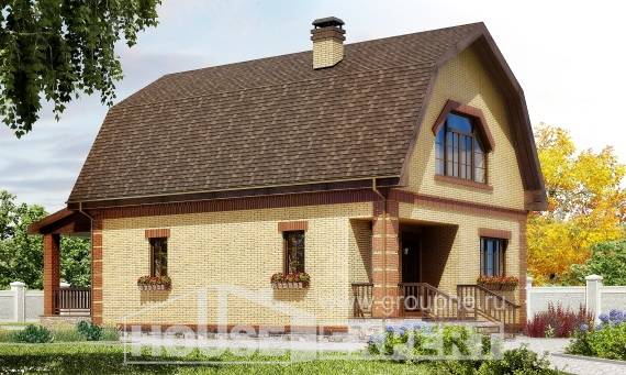 130-005-Л Проект двухэтажного дома мансардой, простой загородный дом из арболита, Ахтубинск