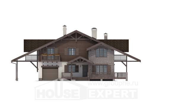 270-001-Л Проект двухэтажного дома с мансардой и гаражом, большой коттедж из кирпича, Ахтубинск