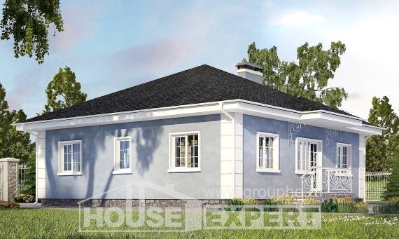 100-001-П Проект одноэтажного дома, уютный дом из газосиликатных блоков, House Expert