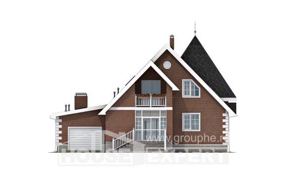 220-002-Л Проект двухэтажного дома с мансардным этажом, гараж, современный дом из блока, Астрахань